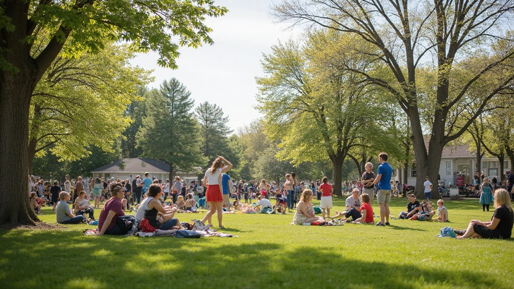 Cherry Blossom Meadow, WA -
Community gathering scene at a Cherry Blossom Meadow neighborhood park with div