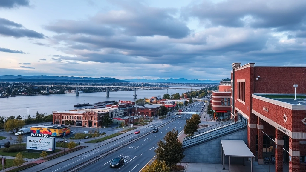 Chiropractors in Richland -
Richland Washington downtown area with Columbia River and local businesses, pro