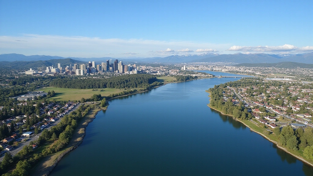Columbia East 1, WA -
Aerial view of Columbia River with Tri-Cities skyline in background, showing th
