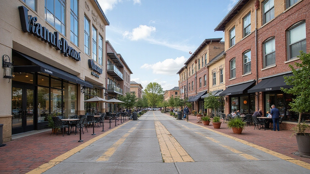 Columbia East 1, WA -
Modern shopping and dining district in Columbia East 1 showing storefronts of C