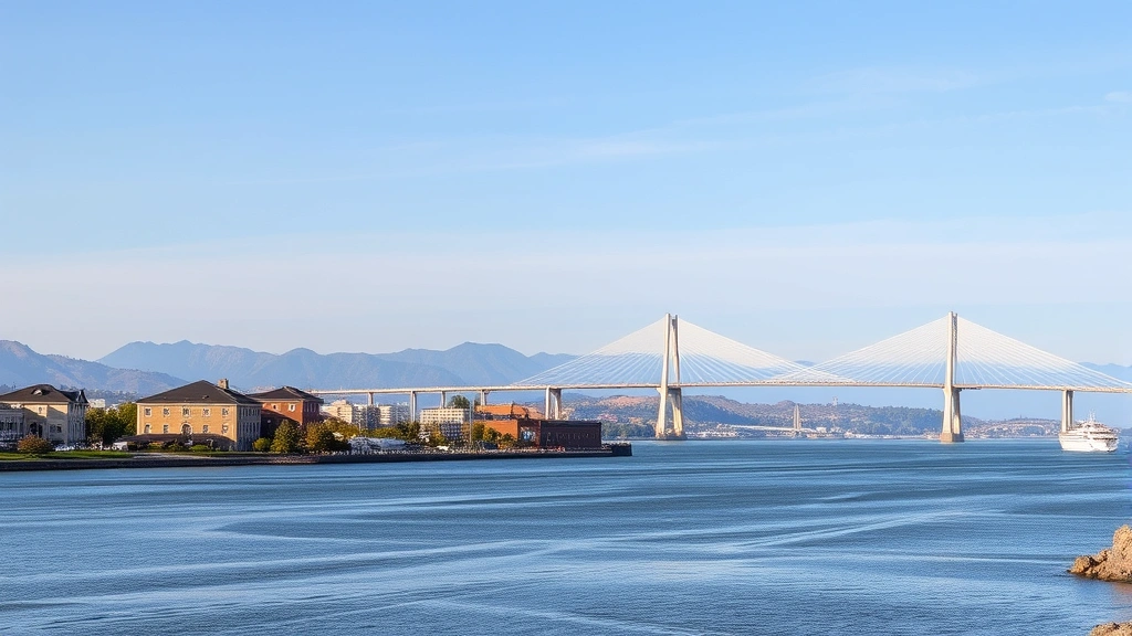 Mexican Restaurants in Kennewick - 
Columbia River waterfront view in Kennewick Washington with Cable Bridge visibl