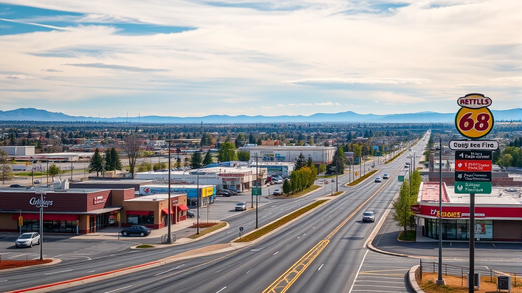 Pizza Delivery in Pasco -
Scenic view of Road 68 commercial corridor in Pasco, WA, showing multiple resta