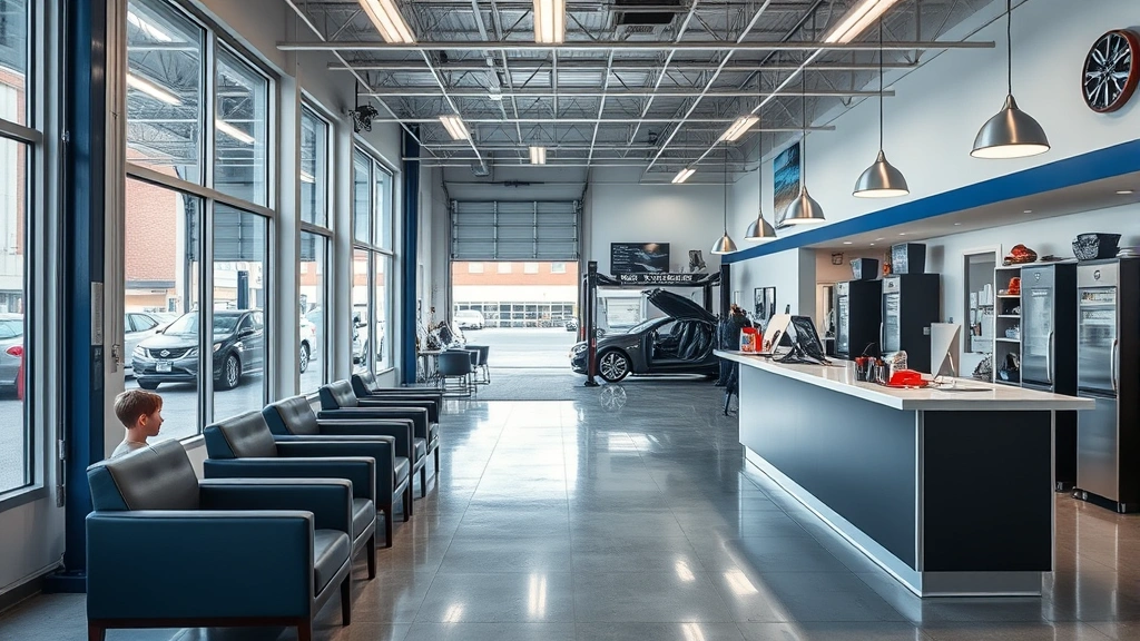 Transmission Repair in Richland -
Customer service area of modern automotive transmission repair shop with waitin